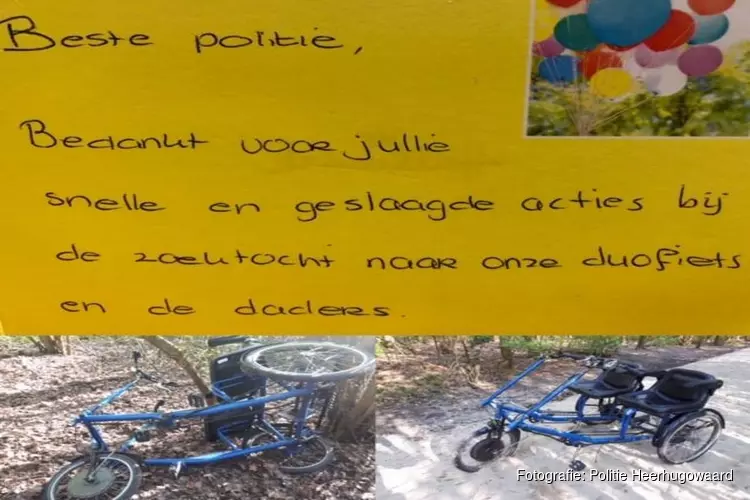 Esdégé Reigersdaal bedankt politie na terugvinden duofiets