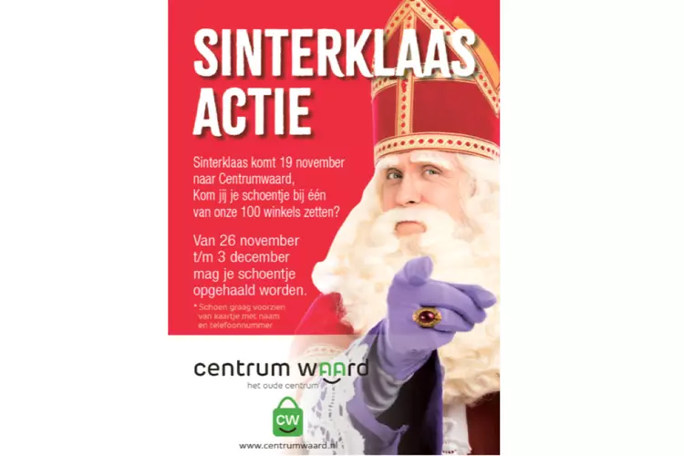 Zaterdag a.s. schoentje zetten in Winkelcentrum Centrumwaard