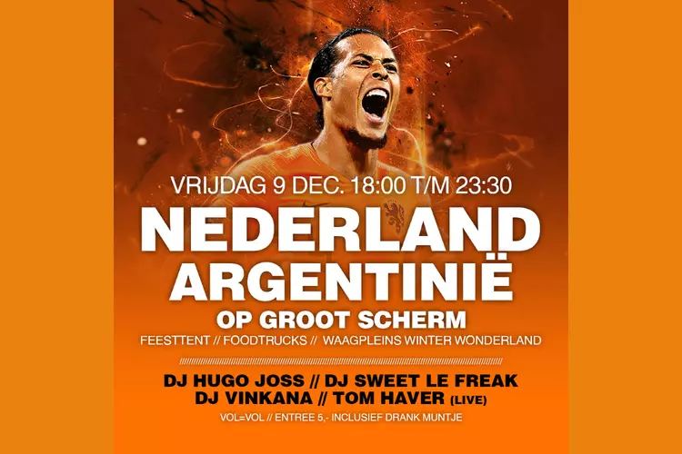 Nederland-Argentinië op groot scherm tijdens Waagplein Winter Wonderland