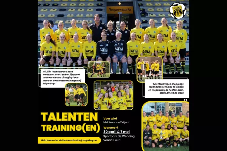 Reiger Boys organiseert talententrainingen voor meiden