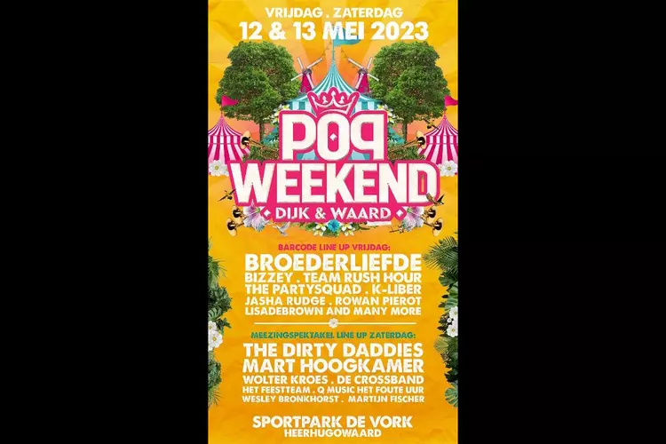 Regular Tickets voor Popweekend Dijk en Waard bijna uitverkocht !!