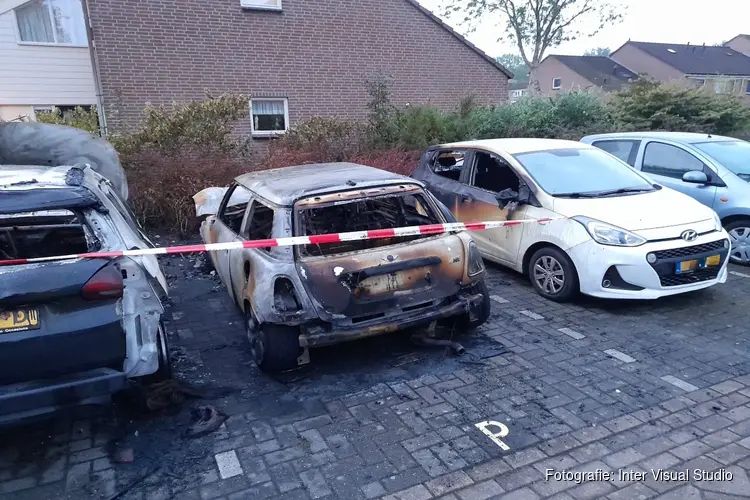 Drie auto's door brand verwoest aan Bergkristal in Heerhugowaard