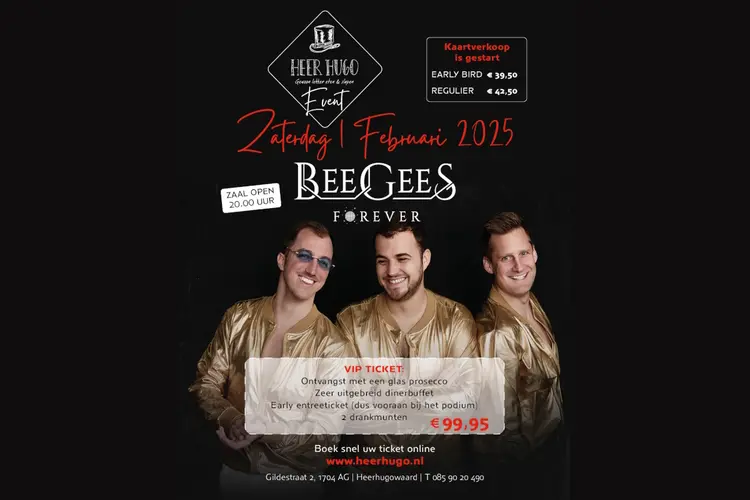 BeeGees Forever op 1 februari in Heer Hugo