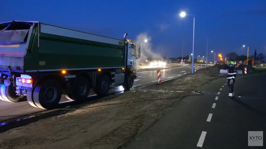 vastgelopen rem bij vrachtwagen